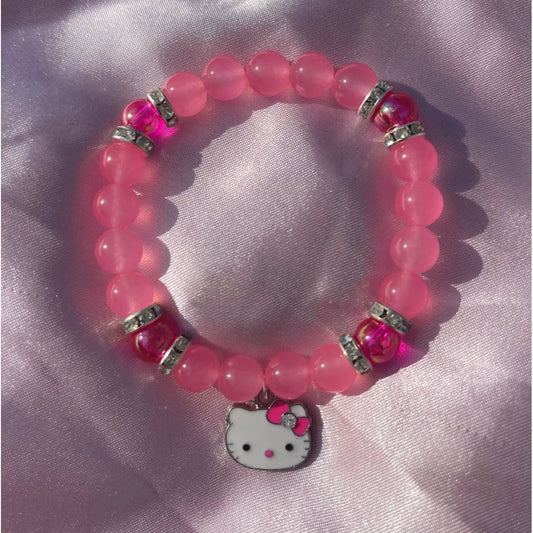 Pulsera de gatito rosa intenso