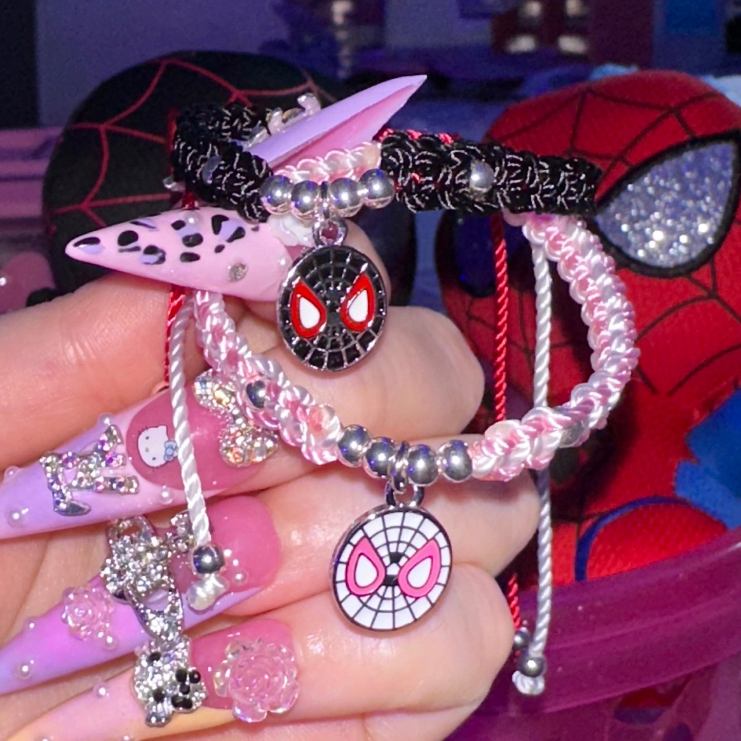 Pulseras de hilo a juego Miles & Gwen (con cuentas de plata de ley 925)