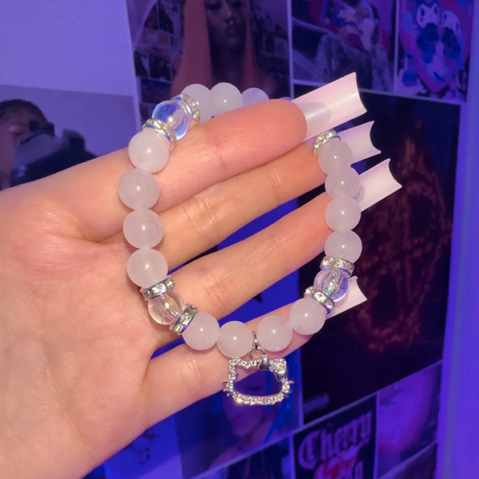 Pulsera de gatito con diamantes blancos