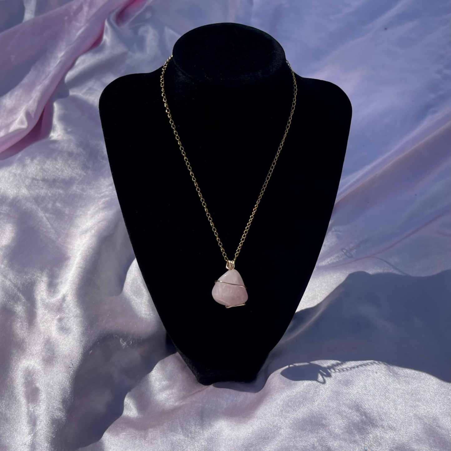 Gold Plated 925 Sterling Silver Rose Quartz Necklace