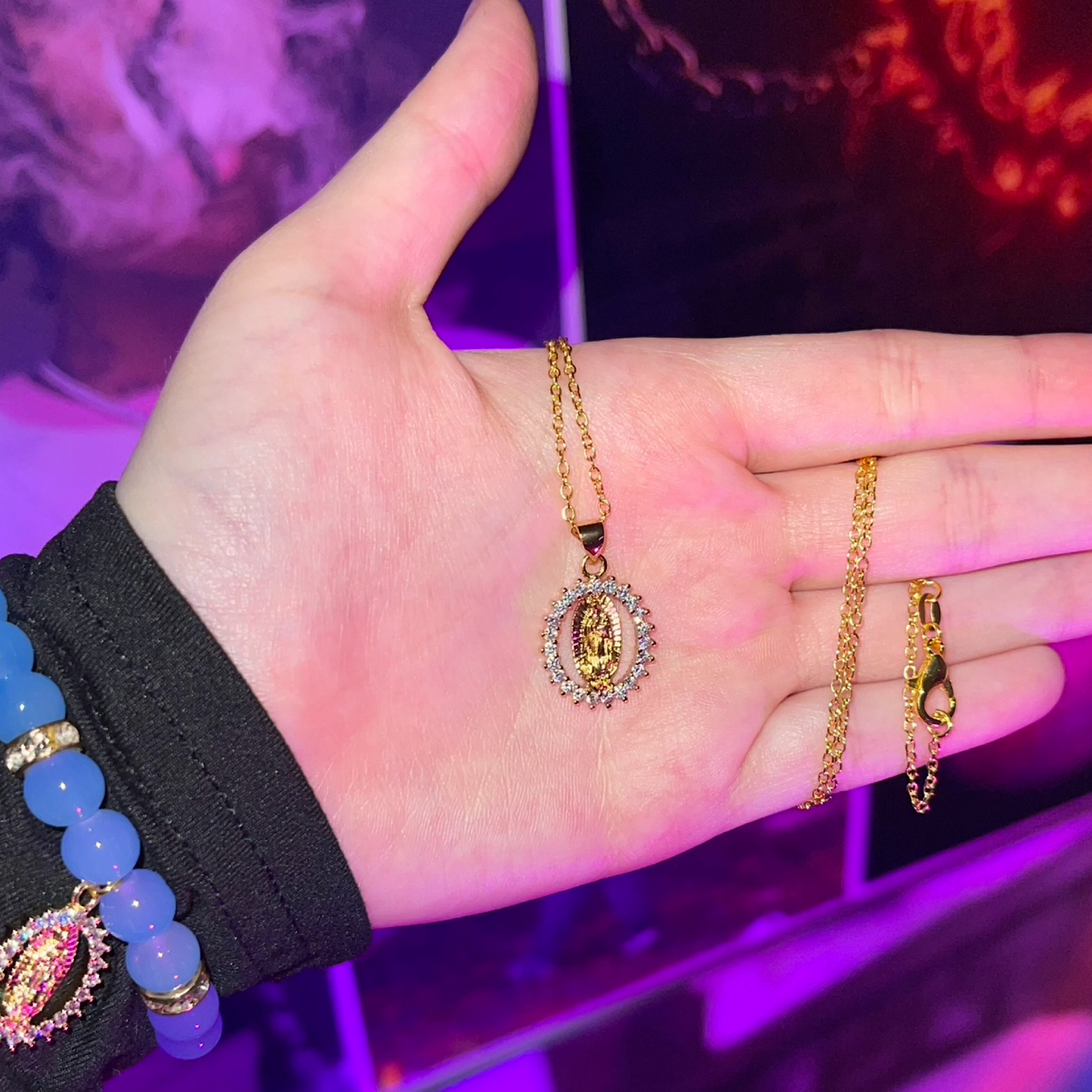 Gold Virgin Mary Necklace