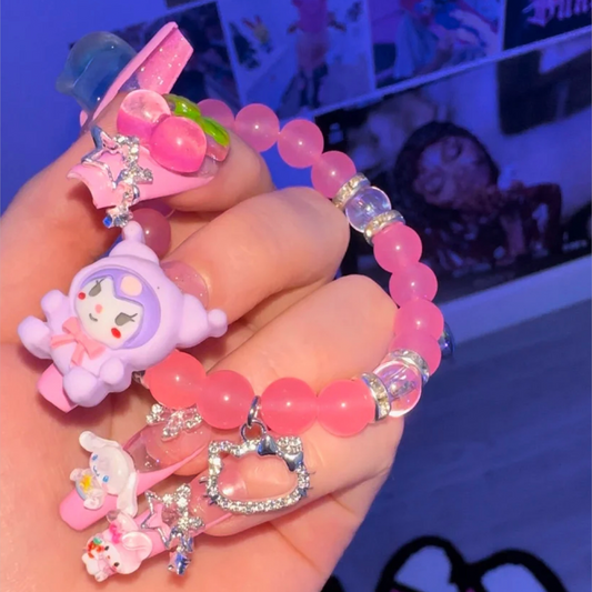 Hot Pink Diamond Kitty Bracelet