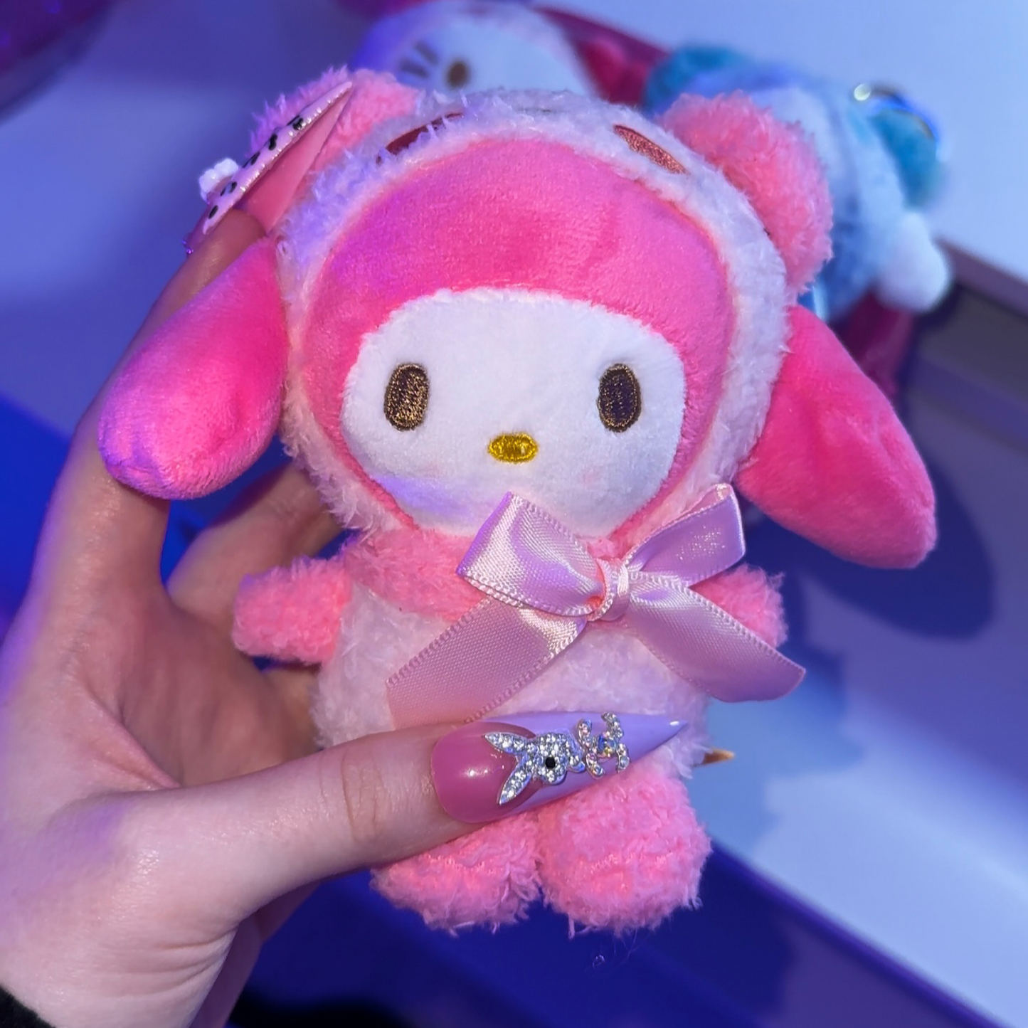Cute Pink MM Plushie Keychain