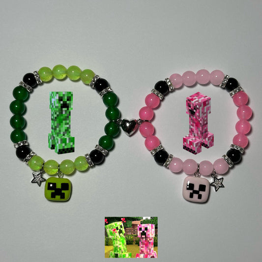 Minecraft Creeper & Pink Creeper Bracelets